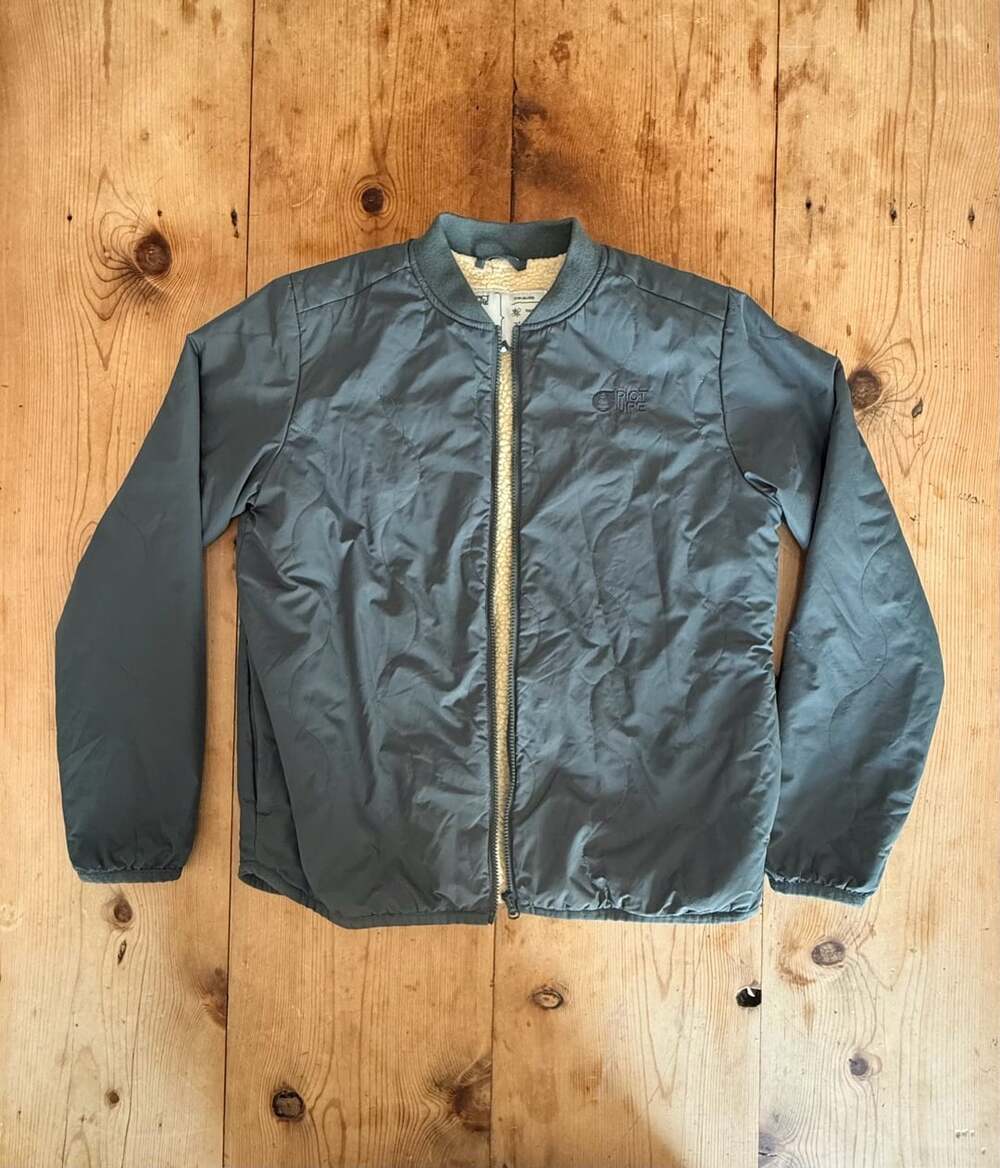 Picture Organic Clothing Quilted Sherpa Lined Bomber Jacket Size L Gray